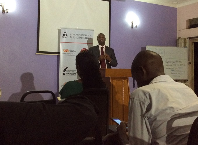 Stanbic CEO Patrick Mweheire at the African Centre for Media Excellence, 21 September 2016. Photo: Uganda Business News