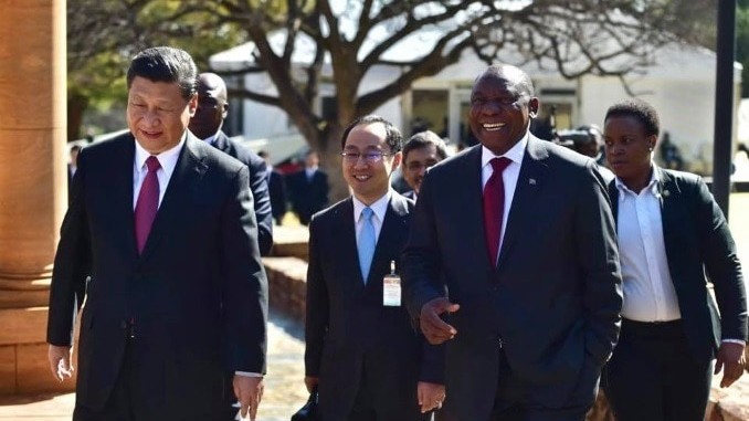 Xi Jinping, China's president, and South Africa's Cyril Ramaphosa in Pretoria