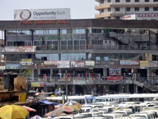 Shops in Kampala's Old Taxi Park.