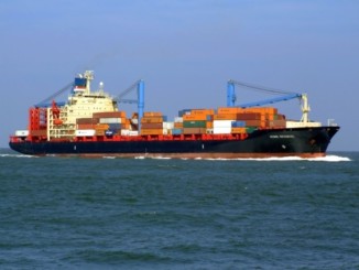 Shipping containers on a container ship