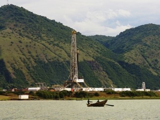 A drilling rig at the Kingfisher field in Western Uganda