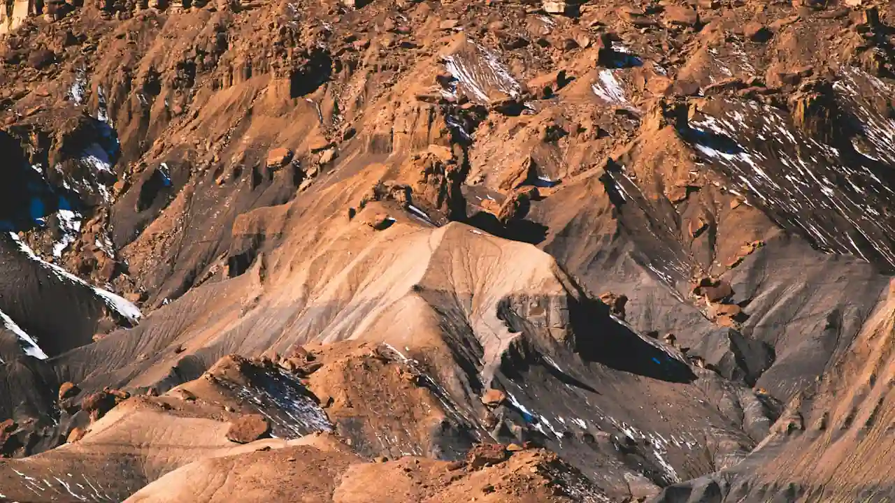 Landscape photograph of a brown mountain