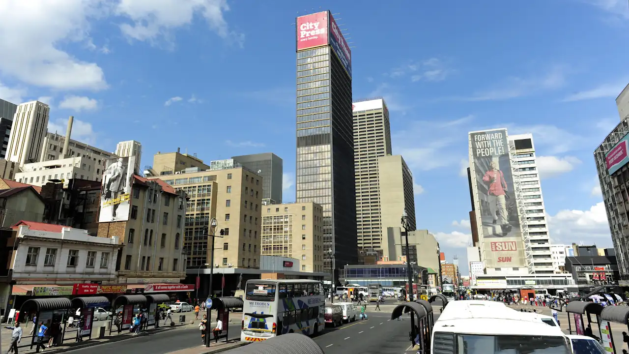 View of Joburg inner city from Gandhi Square, Johannesburg, Gauteng, South Africa
